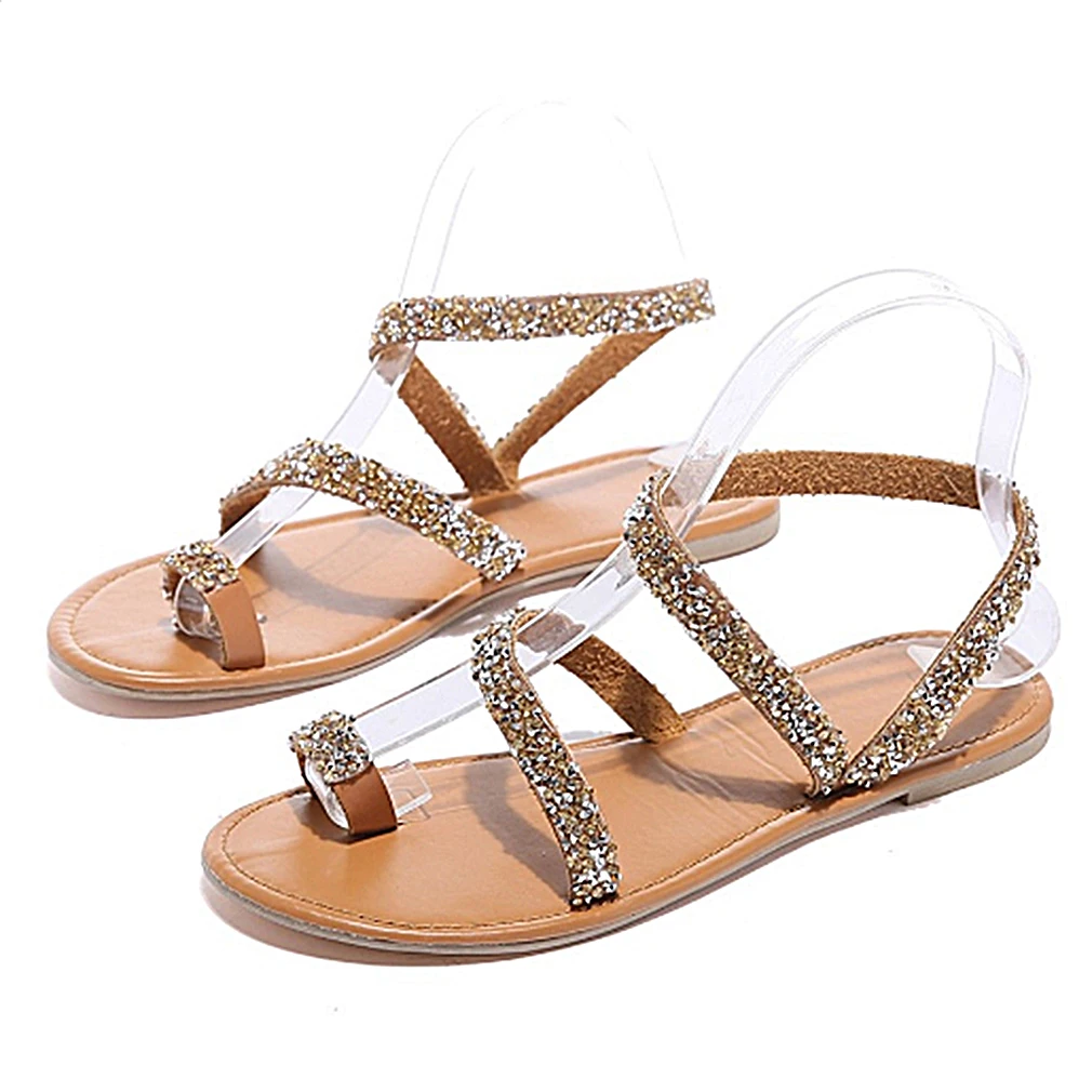 

Women Sandals Gladiator 2020 Summer Casual Shoes Bohemia mujer Wedding Shoes Crystal feminina Ladies Flip Flops Beach Sandals