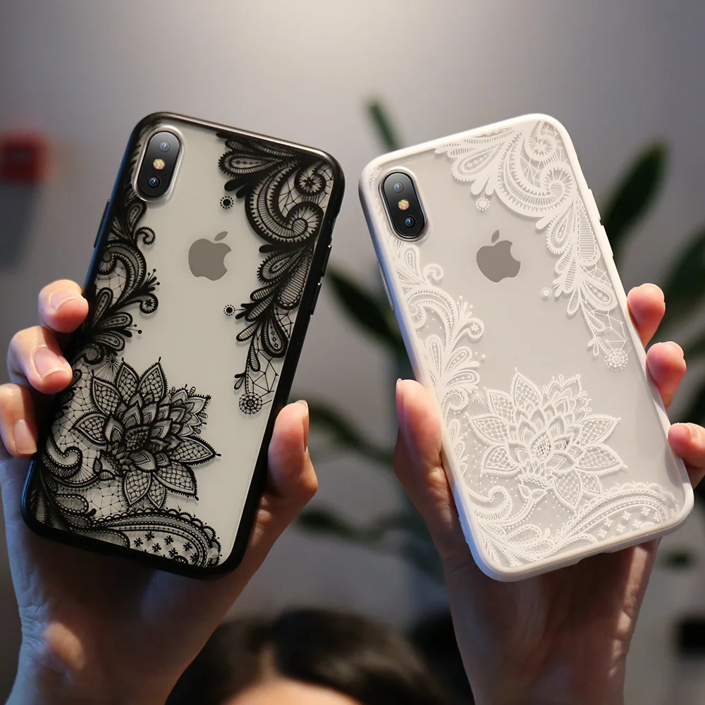 KISSCASE Lace Flower Phone Case For iPhone 11 Pro Max 7 8 X XR XS MAX Soft TPU Cases 6 6S Plus Back Covers Funda |