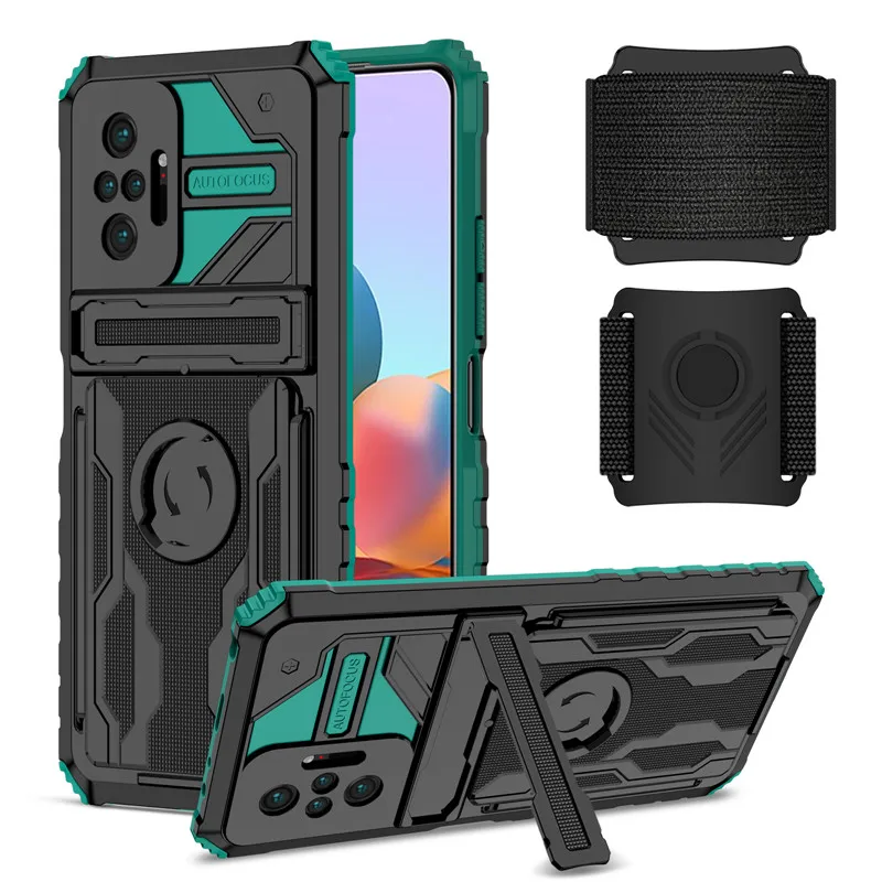 

Military Grade Tough Armour Wrist Strap Cases For Xiaomi 11 Lite Redmi 9 9A 9C 10 Note10 Note11 Shockproof Protect Bracket Cover