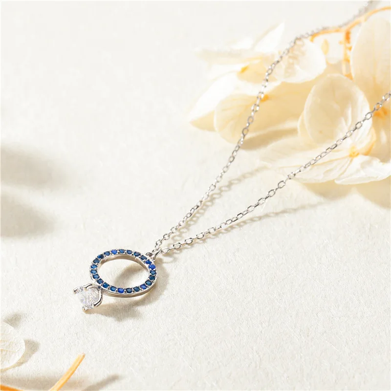 

Sodrov Silver 925 Necklace for Women Silver 925 Sterling Blue Zircon Pendant Necklace Women Jewelry