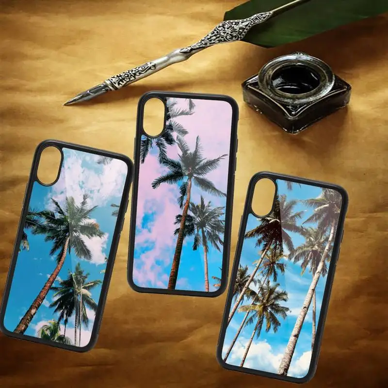 

Summer Palm tree pattern Phone Case PC for iPhone 11 12 pro XS MAX 8 7 6 6S Plus X 5S SE 2020 XR