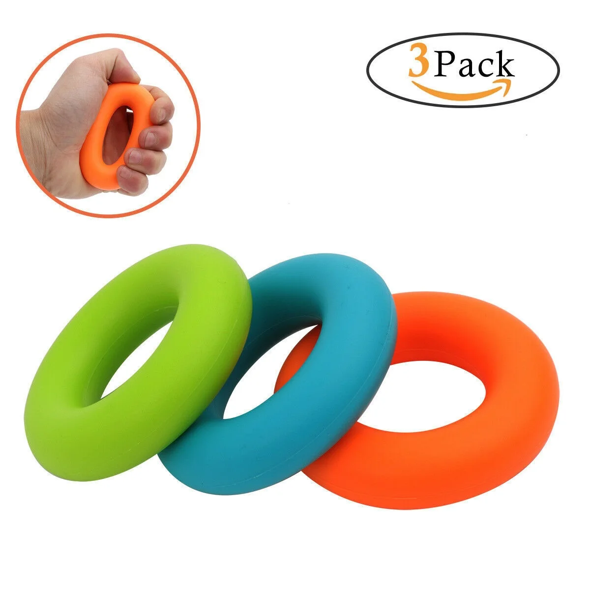 3 Set Of Silicone Strength Finger Grip Muscle Strength Training Ring Trainer