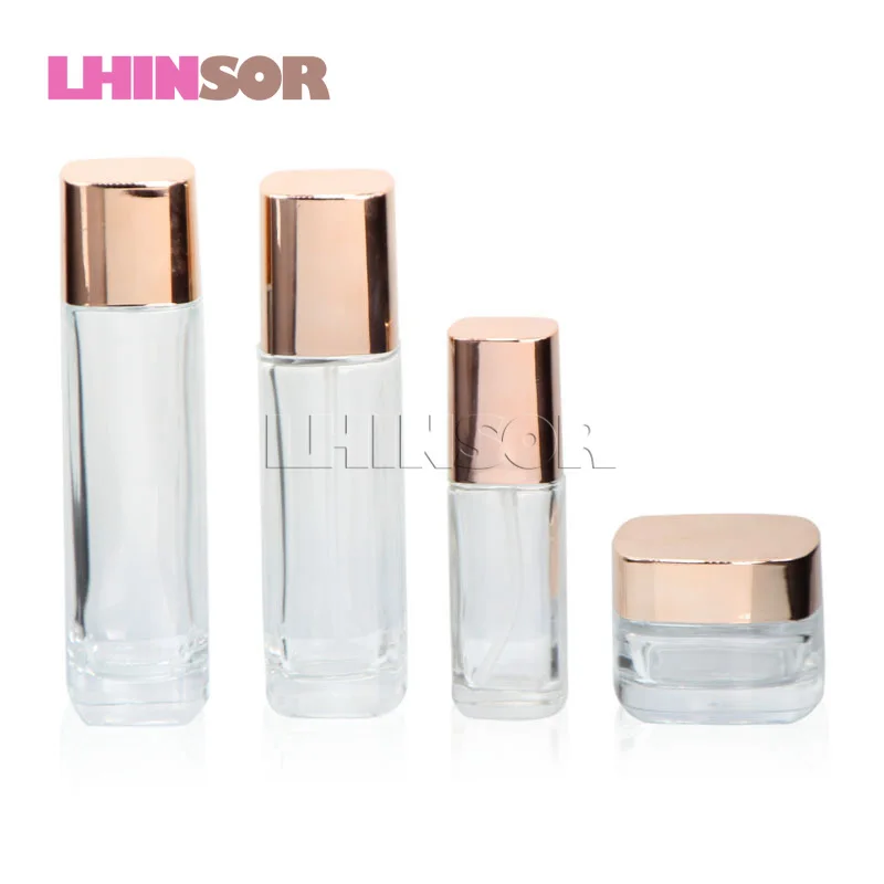 5 шт./лот новые пустые золотые крышки прозрачные стеклянные пресс насосы бутылки