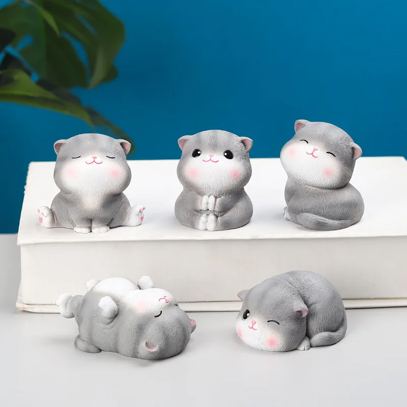 

New Resin Animal Cat Furnishes Home decoration Cute cartoon cat ornament creative home desktop car interior decoration