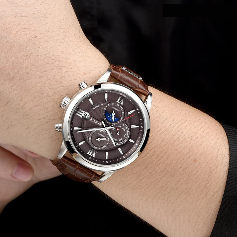 Часы мужские механические с автоподсветкой водонепроницаемые - купить по