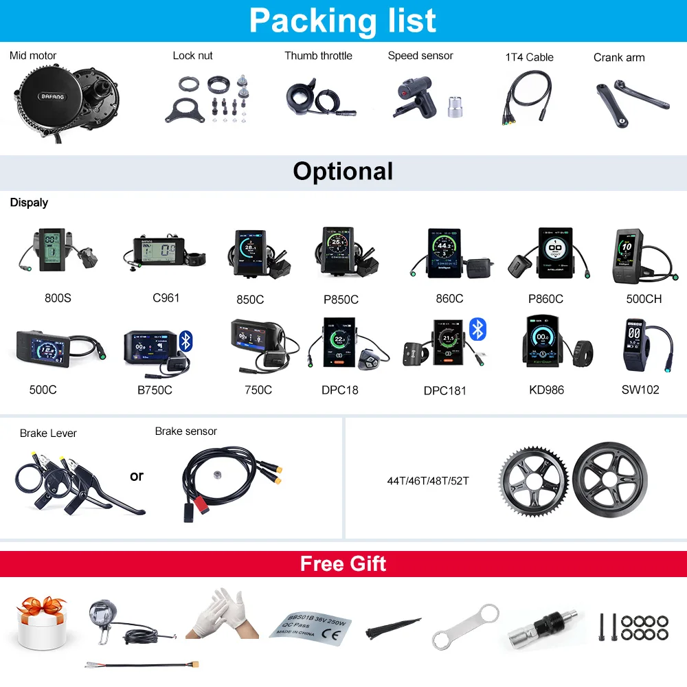 BAFANG 36V 350W BBS01B Mid Drive Motor Conversion Kit 8fun BBS01 Electric Bike Kits Bicycle Parts Engine |