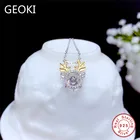 Ожерелье Geoki из стерлингового серебра 925 пробы с бриллиантом, прекрасный вырез, 0,5 карат, цвет D, VVS1 Муассанит, позолоченные ожерелья с рогами 18K