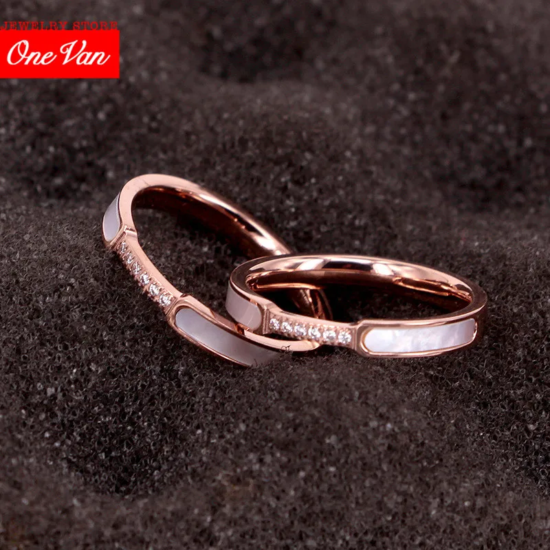 

2020 NEW Size 56789 High quality Cubic zirconia grid Titanium steel Rose gold shell Female Ring Simple Golden Women Jewelry