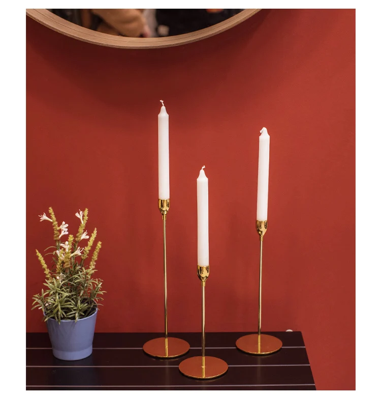 Скандинавский Романтический Золотой подсвечник для ужина при свечах домашний