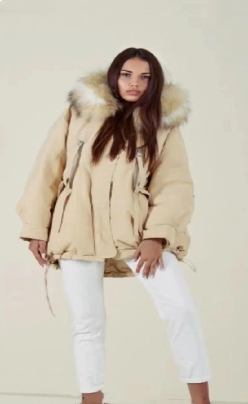 

Женская зимняя куртка на молнии, теплое пальто с воротником из натурального Лисьего меха и декоративным пухом, 2020