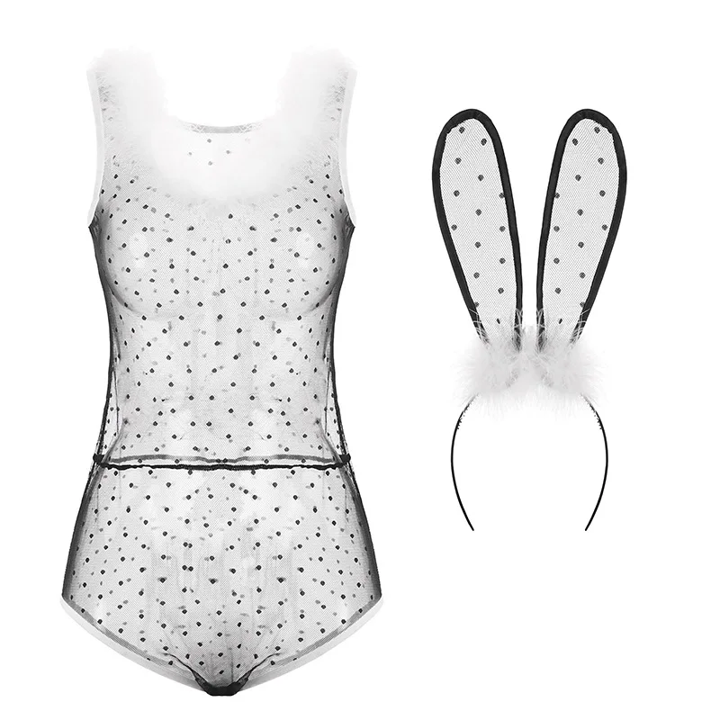 Сексуальное эротическое белье в виде Банни для девушек Прозрачное Кружевное