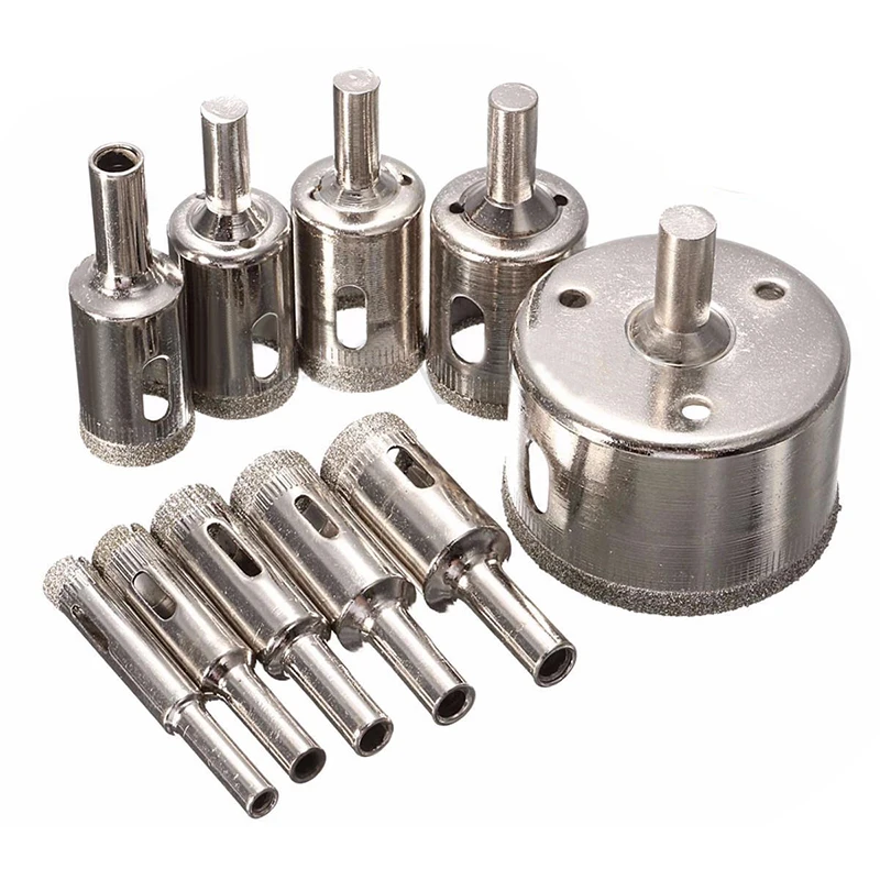 

10 Pcs Diamond Hole Saw 8-50mm Tile Ceramic Stone Glass Marble Drill Bits Cutter