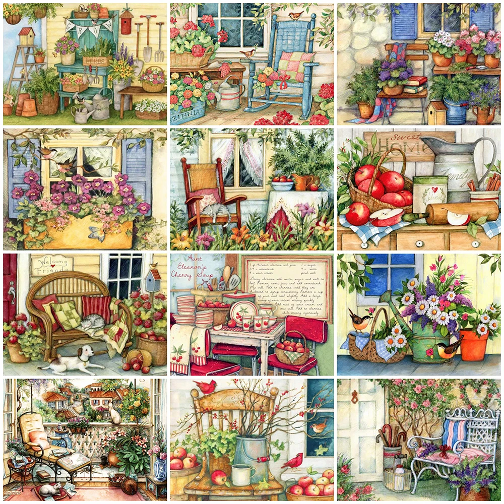 

Evershine Full Square Diamond Painting Garden 5D DIY Diamond Embroidery Cross Stitch Flower Home Decorations