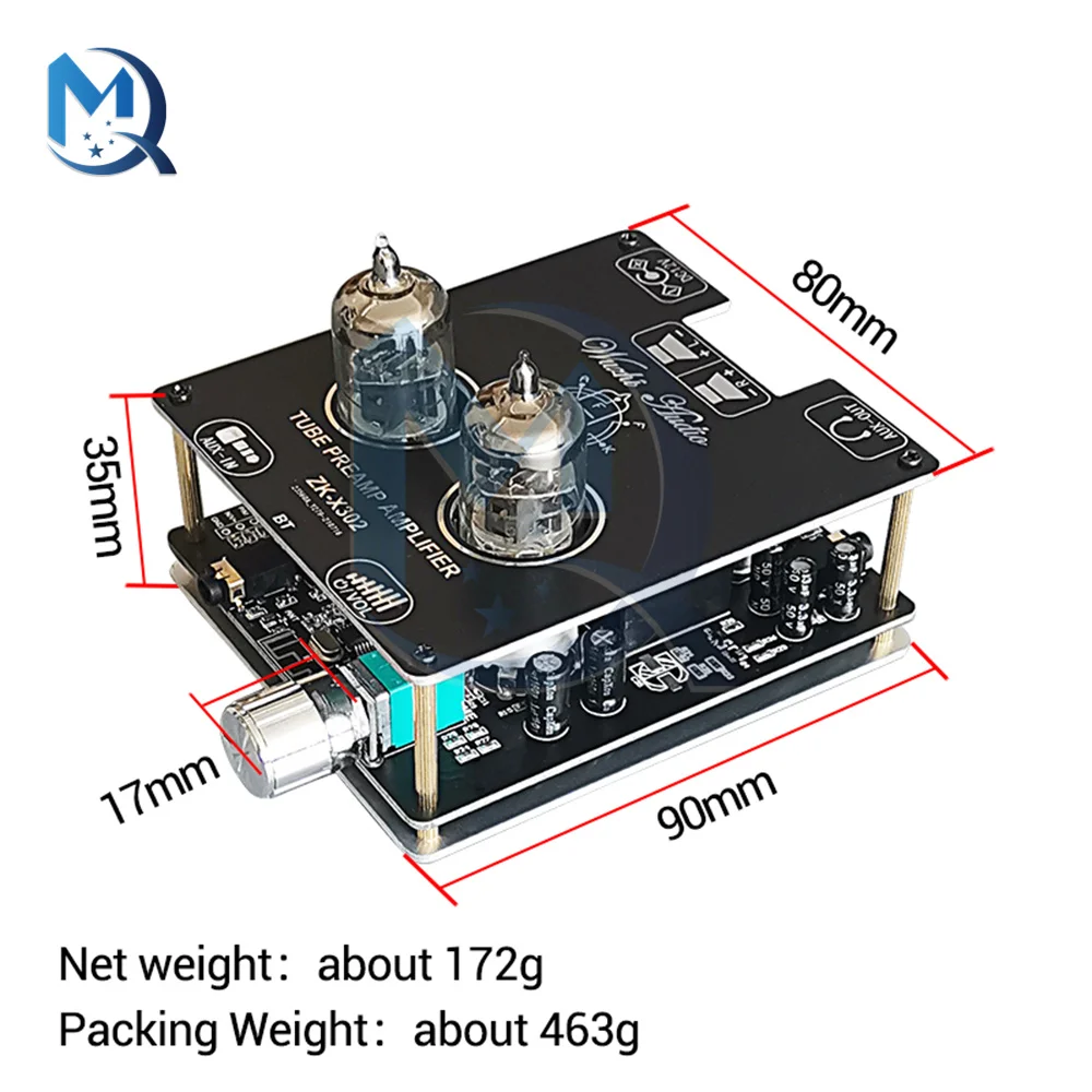 

X302 Bluetooth 5.0 Tube Amplifier Power Amplifier Module 6J1 Tube Front Stage Accurate Pairing Fever HIFI Power Supply