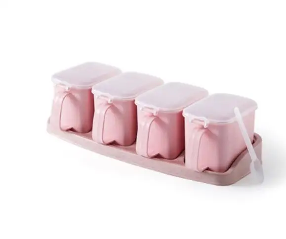 4 Pink Пшеничная солома кухонные инструменты банка для специй Приправа Коробка для соли и специй коробка для хранения - Цвет: 4 Pink