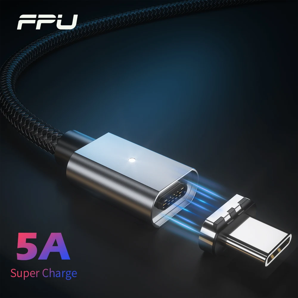 FPU 5A Магнитный кабель usb type C супер быстрая зарядка USB C магнитное зарядное устройство type-C зарядный шнур для мобильного телефона huawei Xiaomi провод