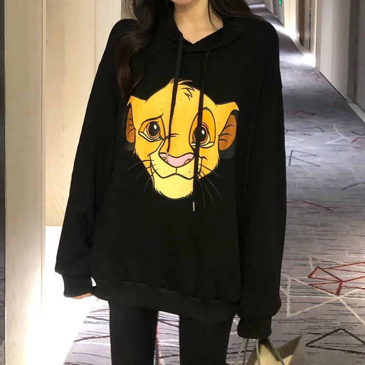 Женская толстовка с длинным рукавом мультяшным принтом|Женские толстовки и