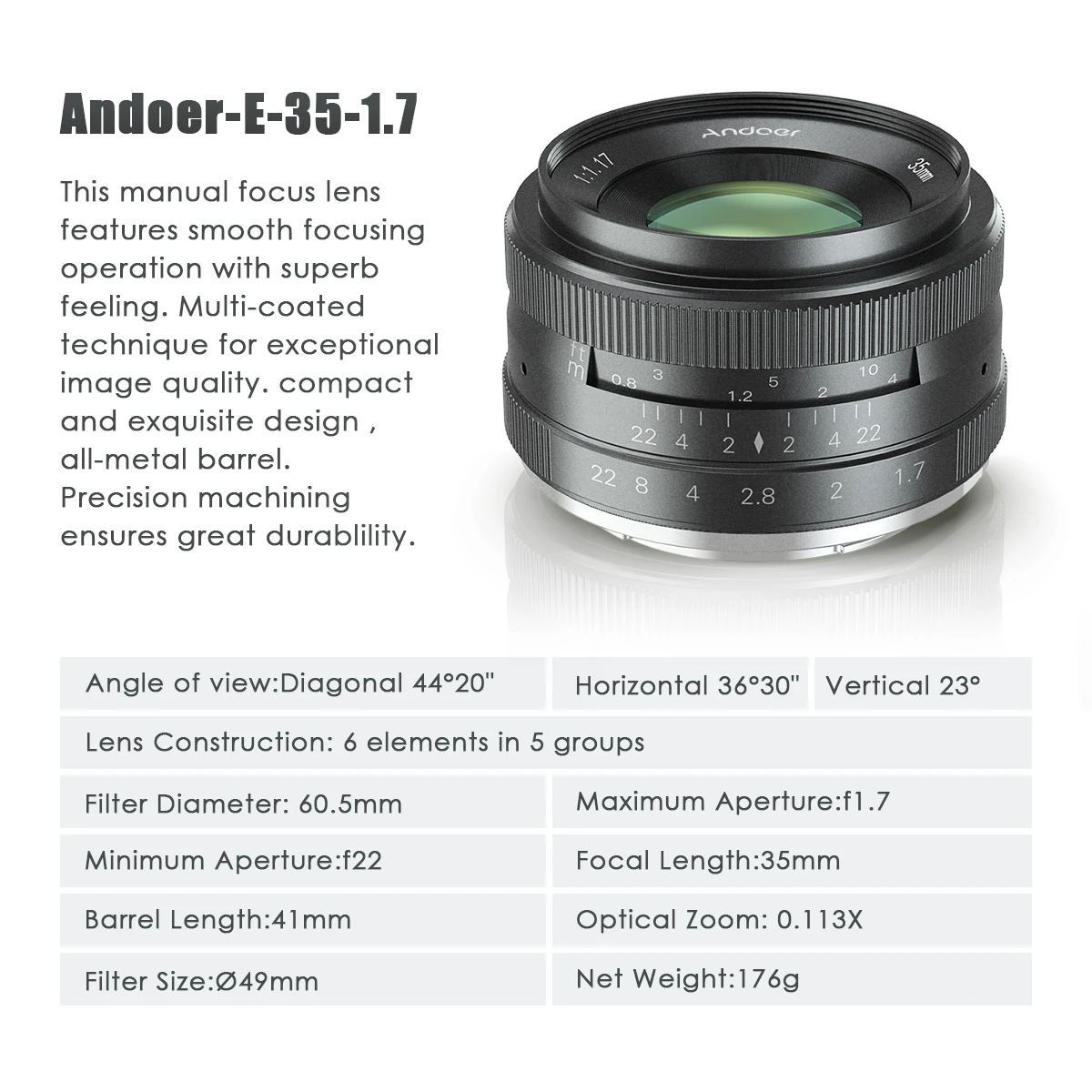 Объектив для видеокамеры Sony F1.7 с ручной фокусировкой 35 мм | Электроника