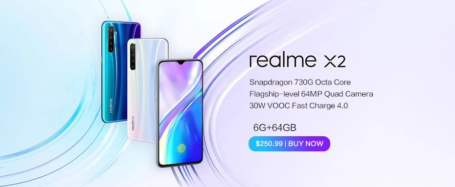 Realme X2 Pro X 2 6 Гб 64 Гб Snapdragon 855 Plus флагманский мобильный телефон 6,5 дюймов 64MP Quad камера OPPO мобильный телефон NFC 50 Вт Зарядное устройство