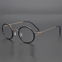 denmark brand handmade no screw ultra light prescription round glasses for men myopia alloy frame women reading gafas spectacles