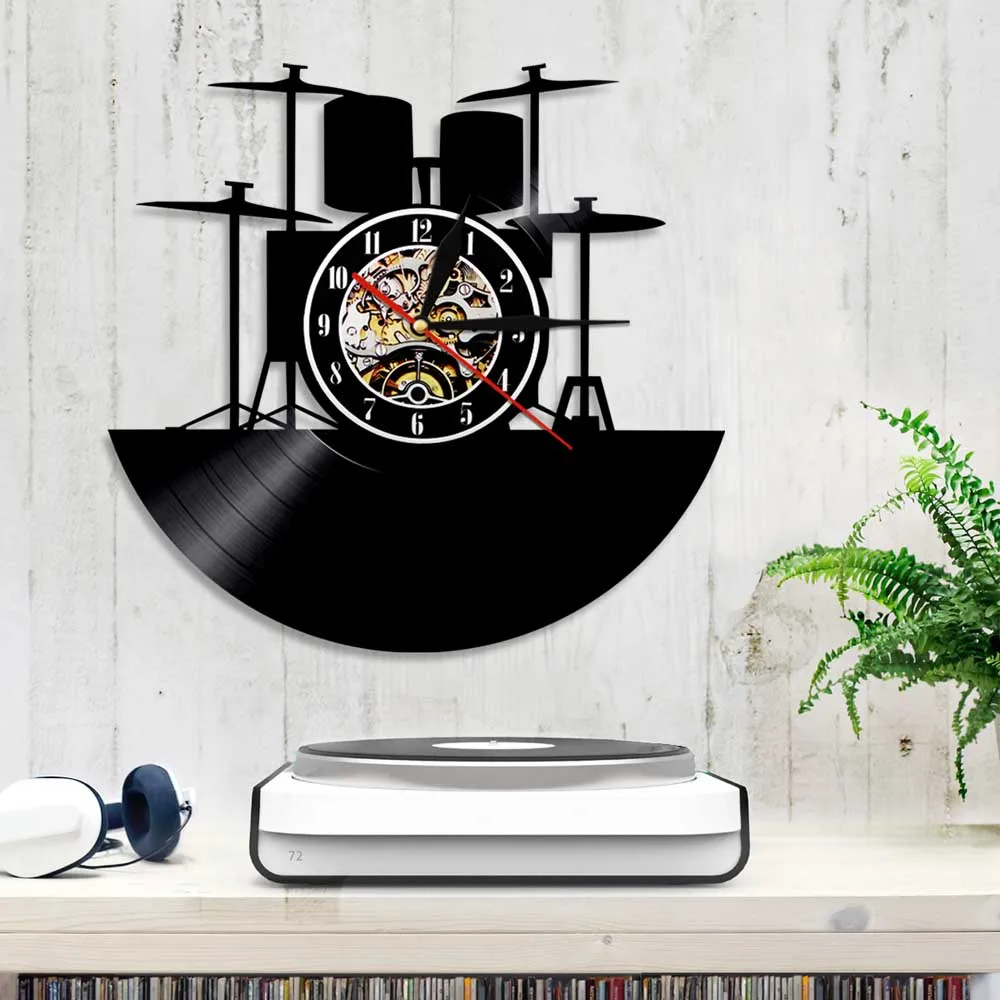 Барабанный комплект Ретро виниловые настенные часы с пластиной LP музыкальный