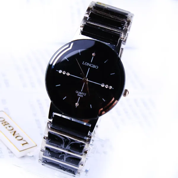 LONGBO, роскошные Брендовые женские часы Relogio Feminino, простые повседневные деловые часы, женское платье, Reloj Mujer, имитация керамики, кварцевые часы - Цвет: Черный