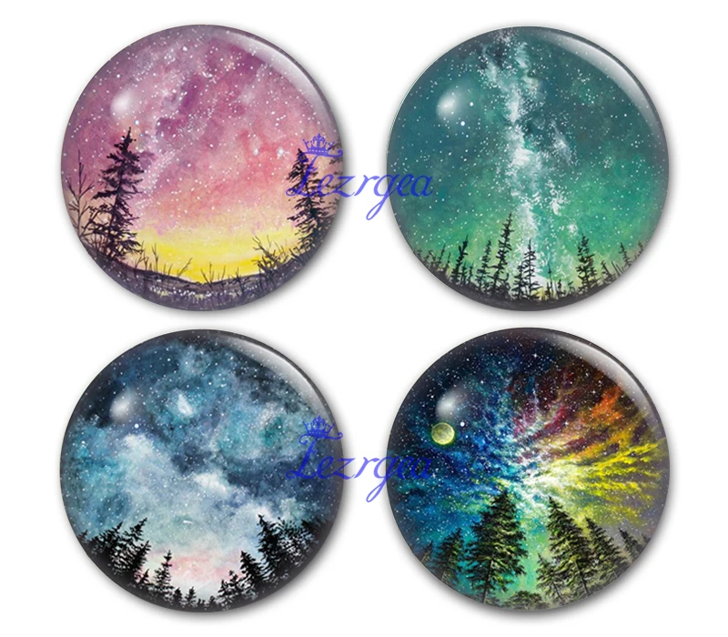 Звездное небо дерево звезда Кемпинг путешествия дикая круглая фото стекло