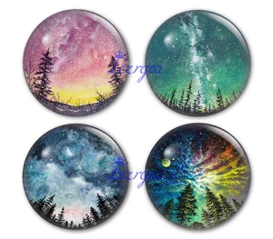 Стеклянный кабошон со звездным небом, для кемпинга, с плоским основанием