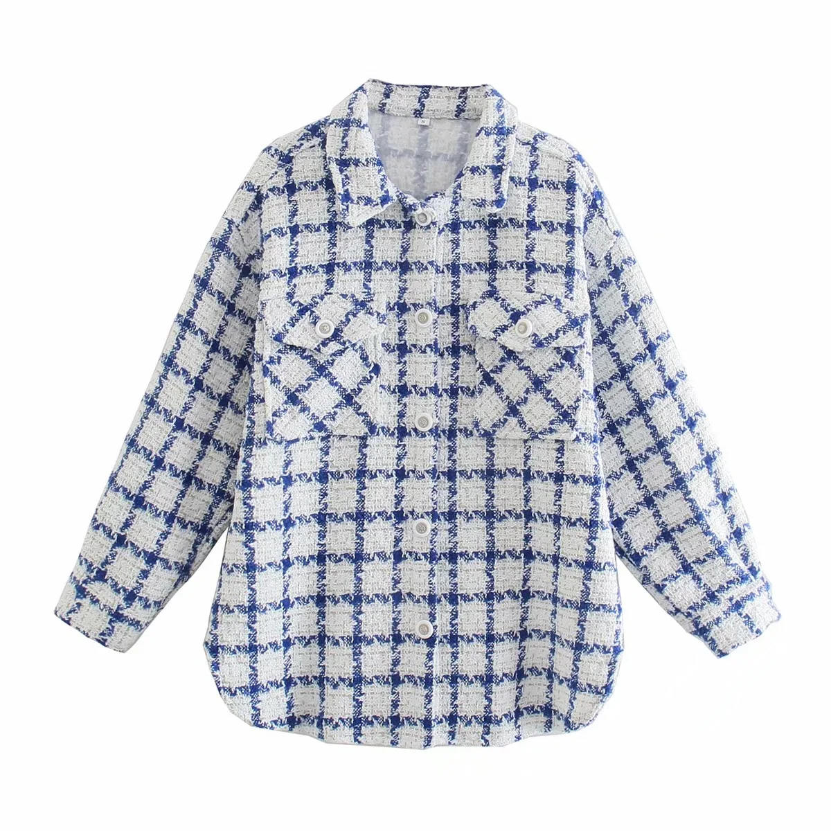 

Temperament Commuter Plaid Single-breasted Mid-length Jacket Fall 2021 Women's Loose and Thin Lapel Top