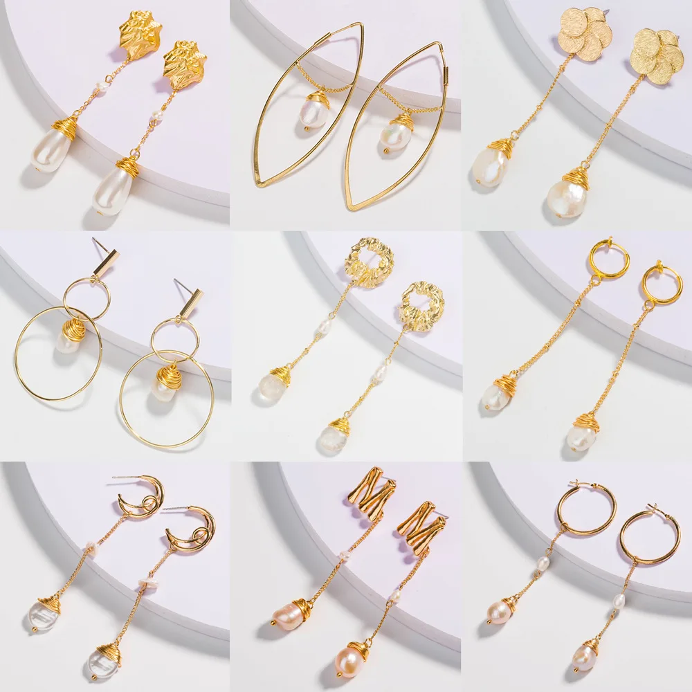 Серьги из натурального пресноводного жемчуга Женские винтажные свадебные