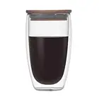 Стеклянная кофейная чашка с двойными стенками, 80150250350 мл, термостойкая стеклянная чашка для молока, эспрессо, чая, с крышкой