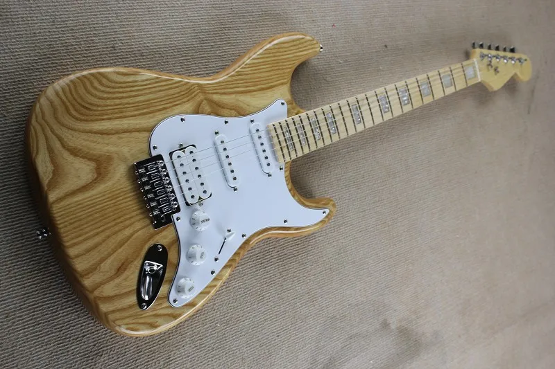

Китайская фабрика по производству гитар custom solid ash body HSS pickups ST maple fretboard с блочной мозаикой электрическая гитара 01