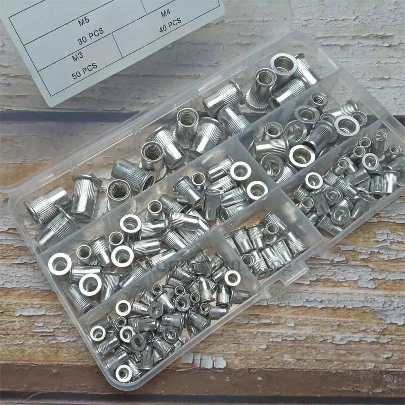 150pcs Алюминиевая заклепочная гайка комплект Rivnut Nutsert Стандартный заклепки