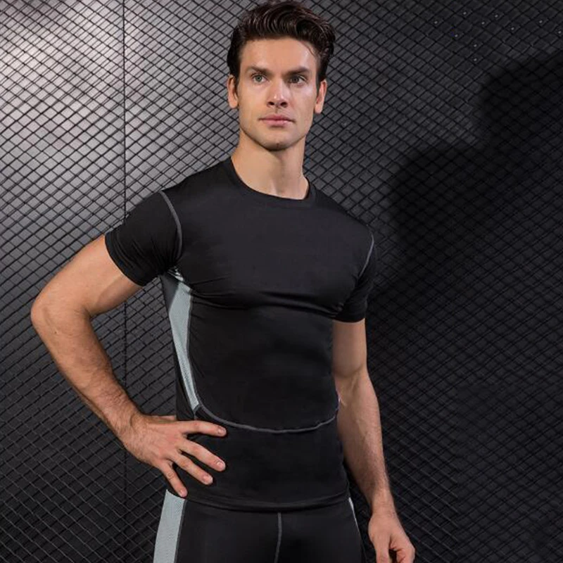 Футболка мужская компрессионная Джоггеры в стиле пэчворк базовый слой короткий