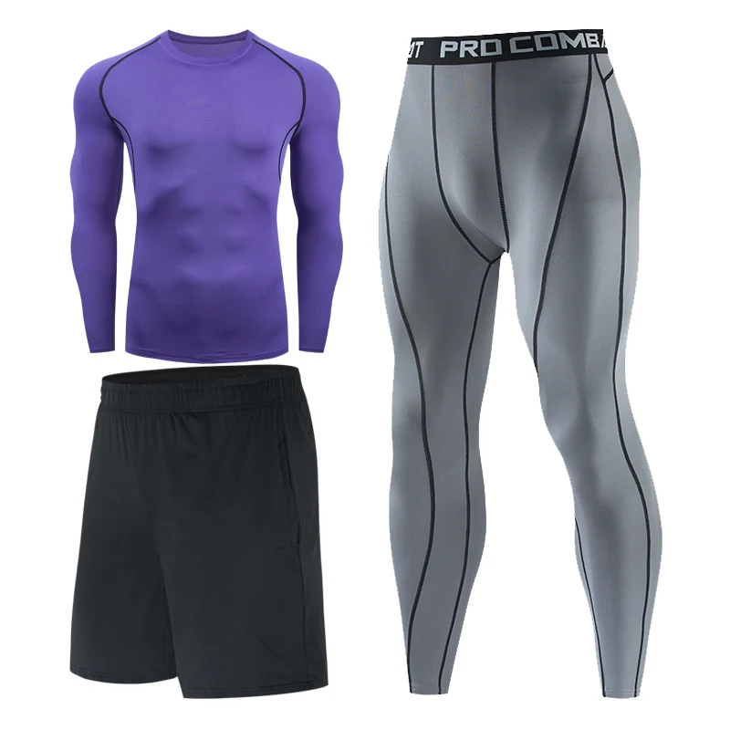 

2021 Men Sportswear Compression Suits Breathable Gym Clothes Man Sports Joggers Training Gym Fitness Tracksuit Running Sets 3XL