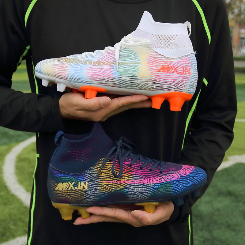 

Men Soccer Shoes Mixed Color Kids Cleats Training Football Boots Ankle Sport Sneakers Long Spike Shoes Men Sneakers Turf Futsal