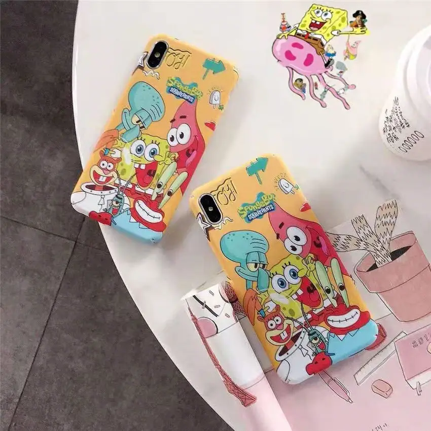 Тонкие Жесткие чехлы для телефонов Xiaomi 6X9 SE 8 Lite Note 3 Redmi 7 K20 Pro Happy SpongeBob Squarpants