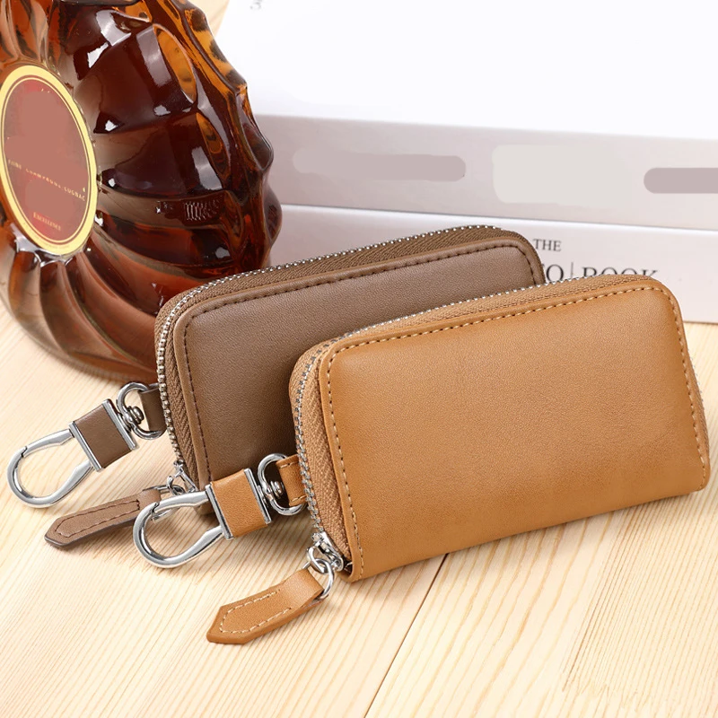 Натуральная кожа унисекс ключницы многофункциональный органайзер кошелек для