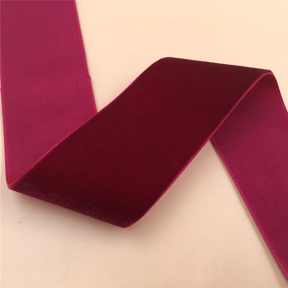 

38MM 1Yard 3Yards 5Yards Wine Burgundy Color Single Face Nylon Velvet Ribbon None Stretch Velour Ribbons Webbing DIY Accessories