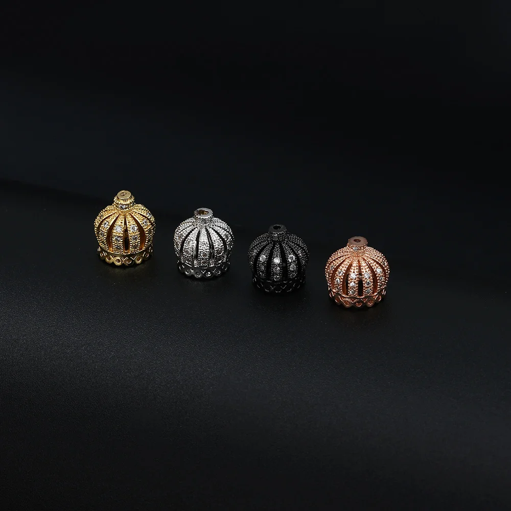 

MEIBEADS 1pc 12*11mm Exquisite Micro Pave Four Color White CZ Zircon Crown Charms Pendant for DIY Bracelet Accessories EY1001