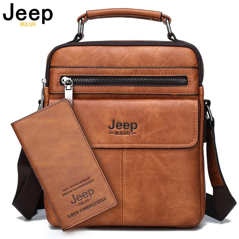 Мужская брендовая Сумка-тоут JEEP BULUO оранжевая сумка из спилковой кожи деловая для