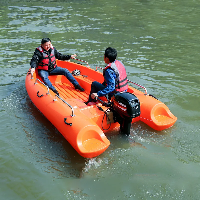 3 5 м оранжевая двойная жесткая пластиковая лодка PE для рыбалки простая каяк