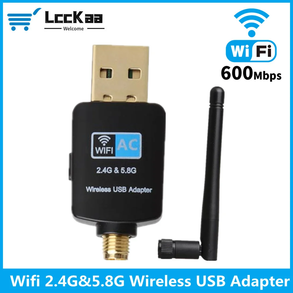 

Lcckaa USB Wifi Adapter 600Mbps 2.4GHz+5.8GHz Wifi Receiver Wireless Network Card USB 2.0 Wifi High Speed Antenna Wifi Adapter