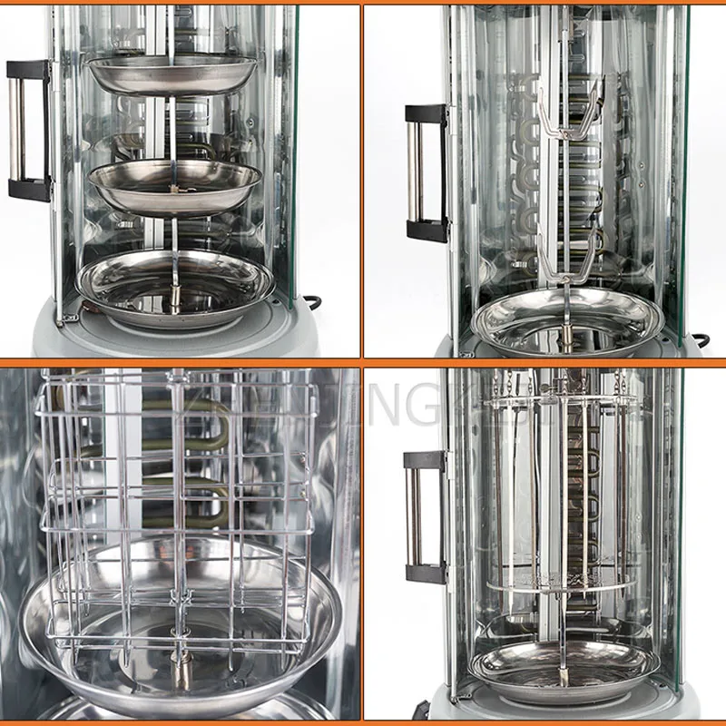 

Small Barbecue Machine Home Round Smokeless Grill Stainless Steel Fully Automatic Vertical Spin Grilled Kebab Machine 1800W
