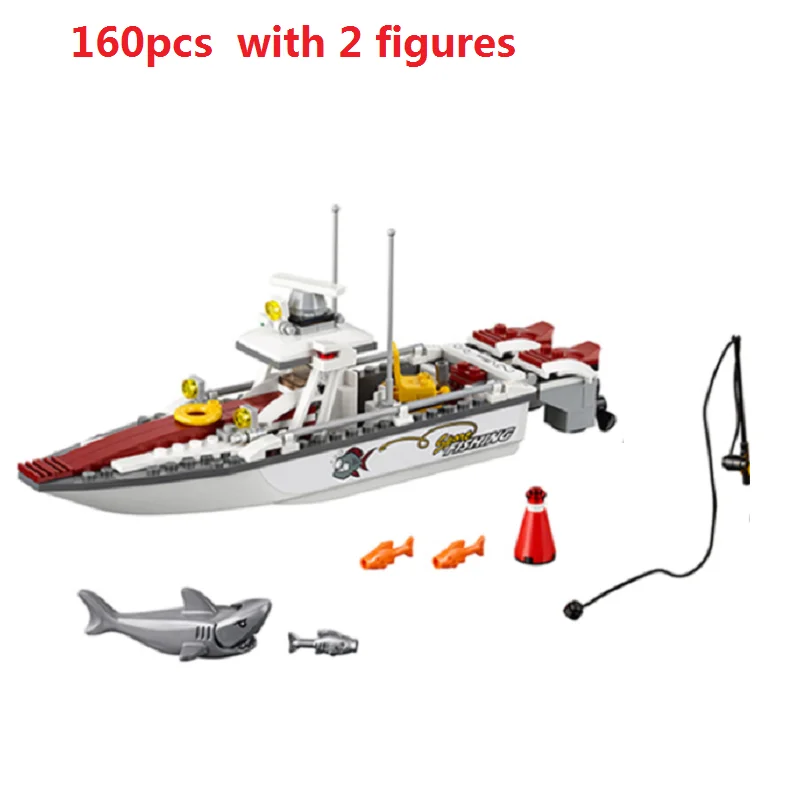 

city barcoNAMILI 160PCS 10646 Compatible City Series 60147 Fishing Boat Assembled Building Block Toy New Ship Yacht Gift BRICK