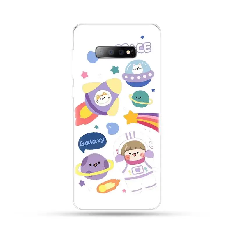 

Cute Cartoon Astronaut Planet Phone Case For Samsung Galaxy S5 S6 S7 S8 S9 S10 S10e S20 edge plus lite cover funda shell