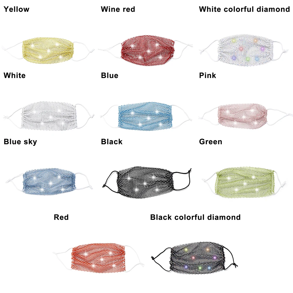 

Dance Night Club Party Adult Mask Sequin Shining Glitter Crystal Rhinestone Exotic Veil Jewelry Mask Fashion Reusable mascarilla