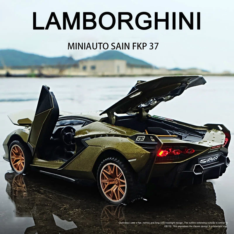 

1:32 Lamborghinis Sian FKP37 Car Alloy Sports Car Model Diecast Sound Super Racing Lifting Tail Hot Car Wheel for Children Gifts