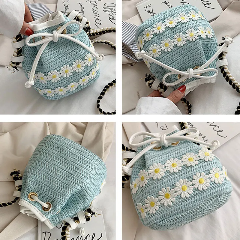 Богемные соломенные сумки для женщин 2020 тканая насосная мини сумка-ведро пляжные