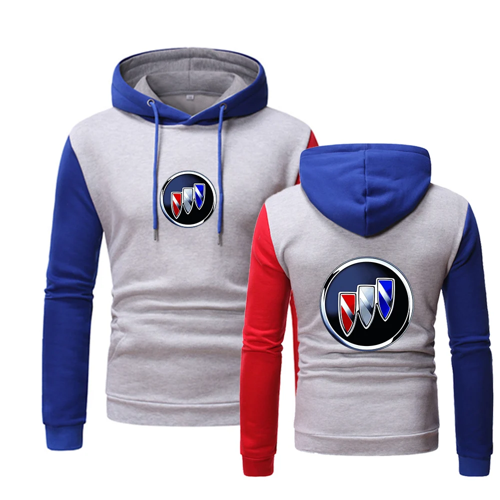 

2021Spring Autumn Men Buick Car Logo Decal Comfortable College Printing Movement Hedging Splicing Tops Popular HoodedHoodies